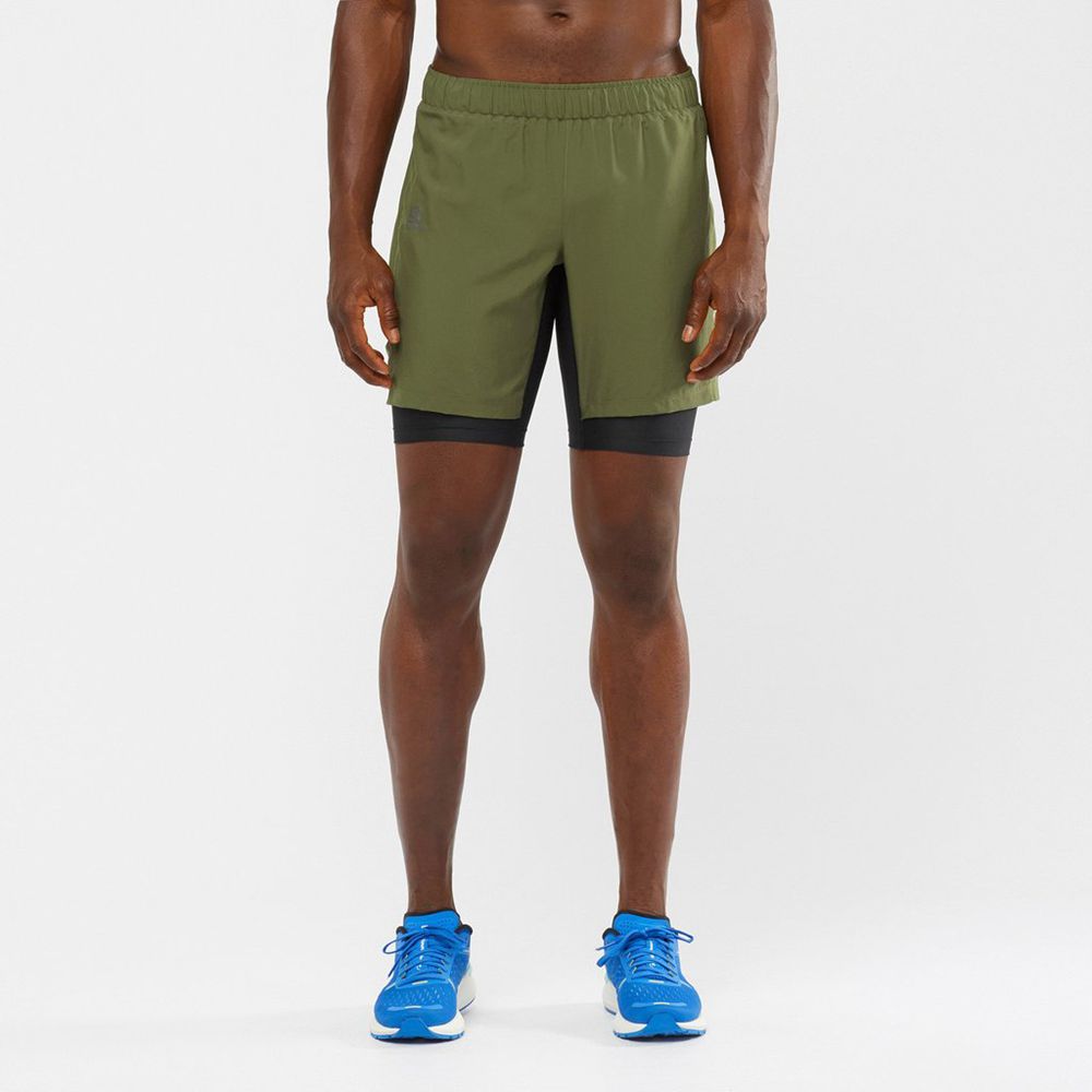 Salomon XA TWINSKIN - Mens Shorts - Olive - NZ (53761-JOLW)